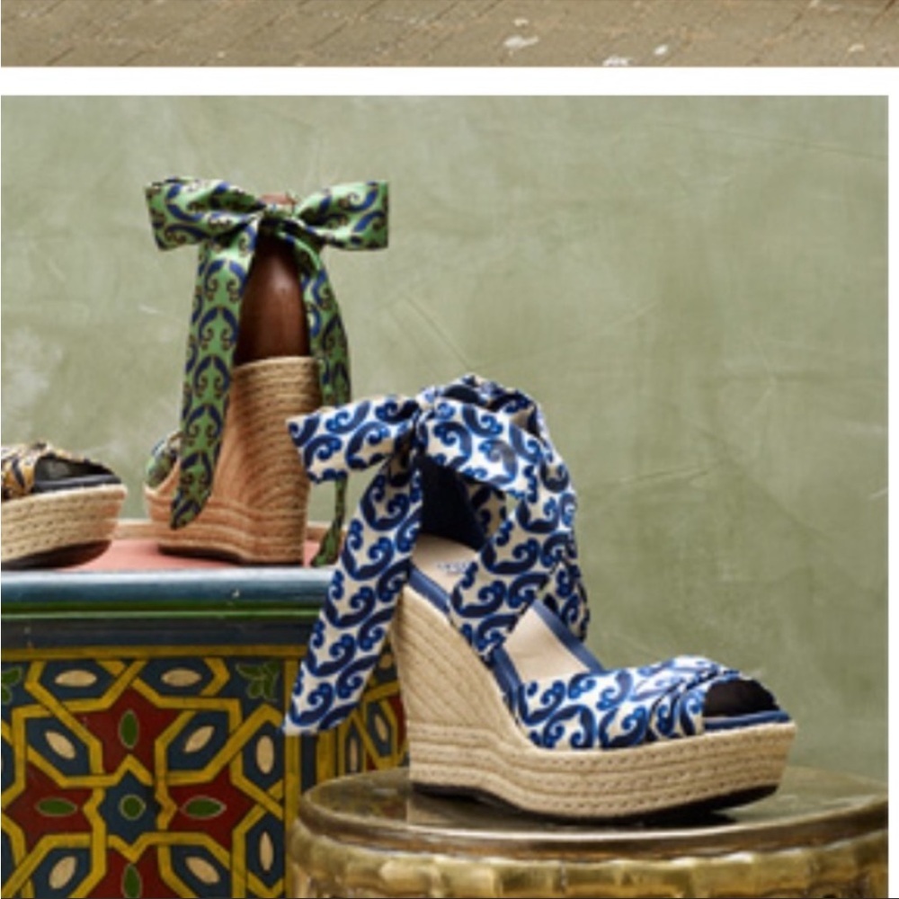 UGG Lucianna Marrakech Silk Tie Peep Toe Wedges
